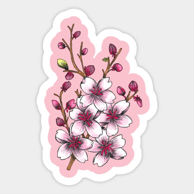 Cherry Blossom Flowers in Spring Sticker by TimorousEclectic